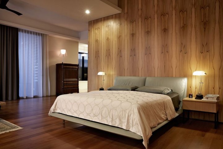 thiết kế phòng ngủ nền gỗ hiện đại